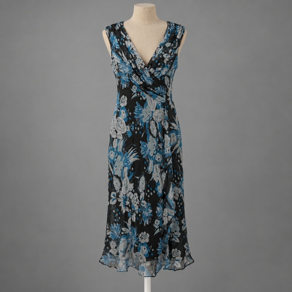 Vintage Y2K 100% Silk Floral Fairy Dress Size‎ 6 Pet Grunge Whimsigoth Ethereal